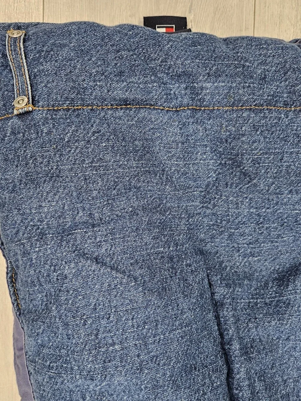 VTG Tommy Hilfiger QUEEN Denim Comforter Blue Jeans Cotton Reversible Preppy 90s